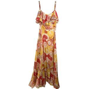L Florabella Op Art Floral Ruffle Maxi Dress